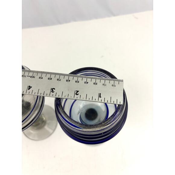 Set 2 Hand Blown Mexican Glass Wine w/ Blue Swirl Bubbles - Picture 11 of 12